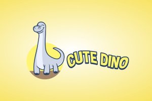 可爱恐龙卡通吉祥物Logo标志设计模板 Cute Dino – Brontosaurus Mascot Logo