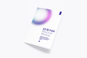A3双折页设计传单小册子设计图样机模板01 A3 Bi Fold Brochure Mockup 01
