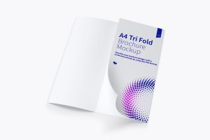 A4尺寸三折页设计传单/小册子设计样机04 A4 Trifold Brochure Mockup 04