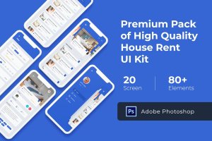 房屋租赁租房APP应用UI套件 House Rent Mobile UI KIT for Photoshop