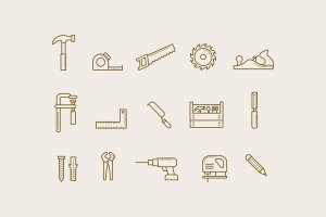 15个木工工具矢量图标 15 Carpentry Icons