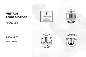 欧美复古设计风格品牌商标/Logo/徽章设计模板v35 Vintage Logo & Badge Vol. 35