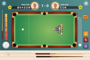 桌球锦标赛手机游戏界面矢量插画 Pool Tournament Vector Game Illustration