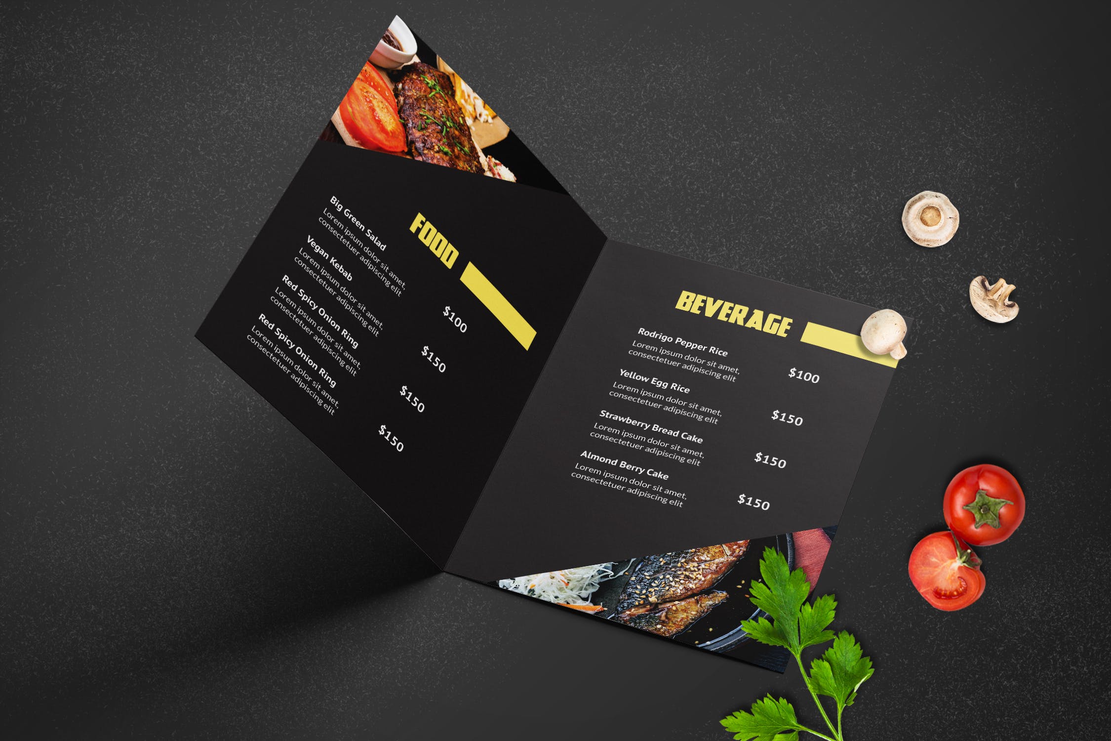 双折页设计高级咖啡厅西餐厅菜单模板bifoldrestaurantmenutemplate