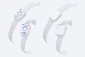 Apple Watch 4智能手表屏幕界面设计图样机04 Clay Apple Watch Series 4 (44mm) Mockup 04