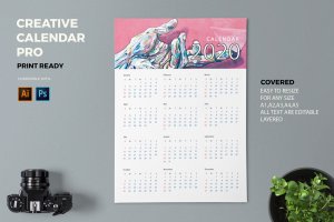 创意年历设计2020设计模板素材 Creative Calendar Pro 2020