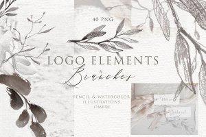 优雅风格植物Logo标志元素设计素材v3 BOTANICAL LOGO ELEMENTS vol.3