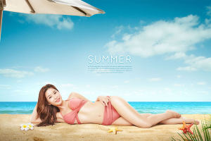 夏季暑假性感比基尼主题海报设计素材