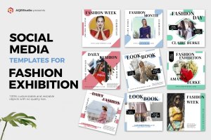 时尚品牌社交媒体推广设计模板素材 Fashion Exhibition Media Banners