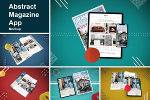 杂志印刷设计/杂志APP设计图预览样机样机 Abstract Magazine App Mouckup