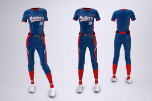 女子垒球队服制服设计效果图样机 Women’s Softball Uniform Mock-Up