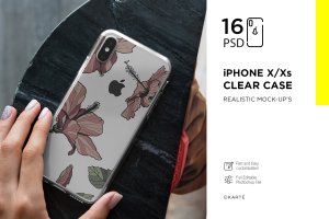 iPhone Xs透明手机壳外观设计效果图样机v2 iPhone Xs Clear Case Mock-Up vol.2