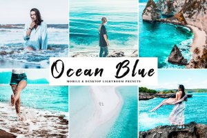 海洋蓝调色滤镜LR预设-海岛/沙滩/大海摄影调色绝配 Ocean Blue Mobile & Desktop Lightroom Presets