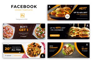 美食店Facebook社交推广营销设计封面模板 Food Facebook Cover Template