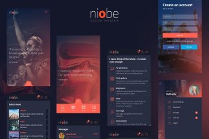 时尚暗色调H5手机网站模板素材 Niobe – Html Mobile Template