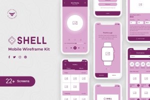 手机App线框图设计套件 Shell Mobile Wireframe Kit
