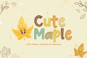 可爱风格枫叶装饰设计英文无衬线字体 Cute Maple Font