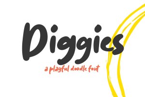 涂鸦风格装饰字体设计英文书法字体 Diggies – A Playful Font