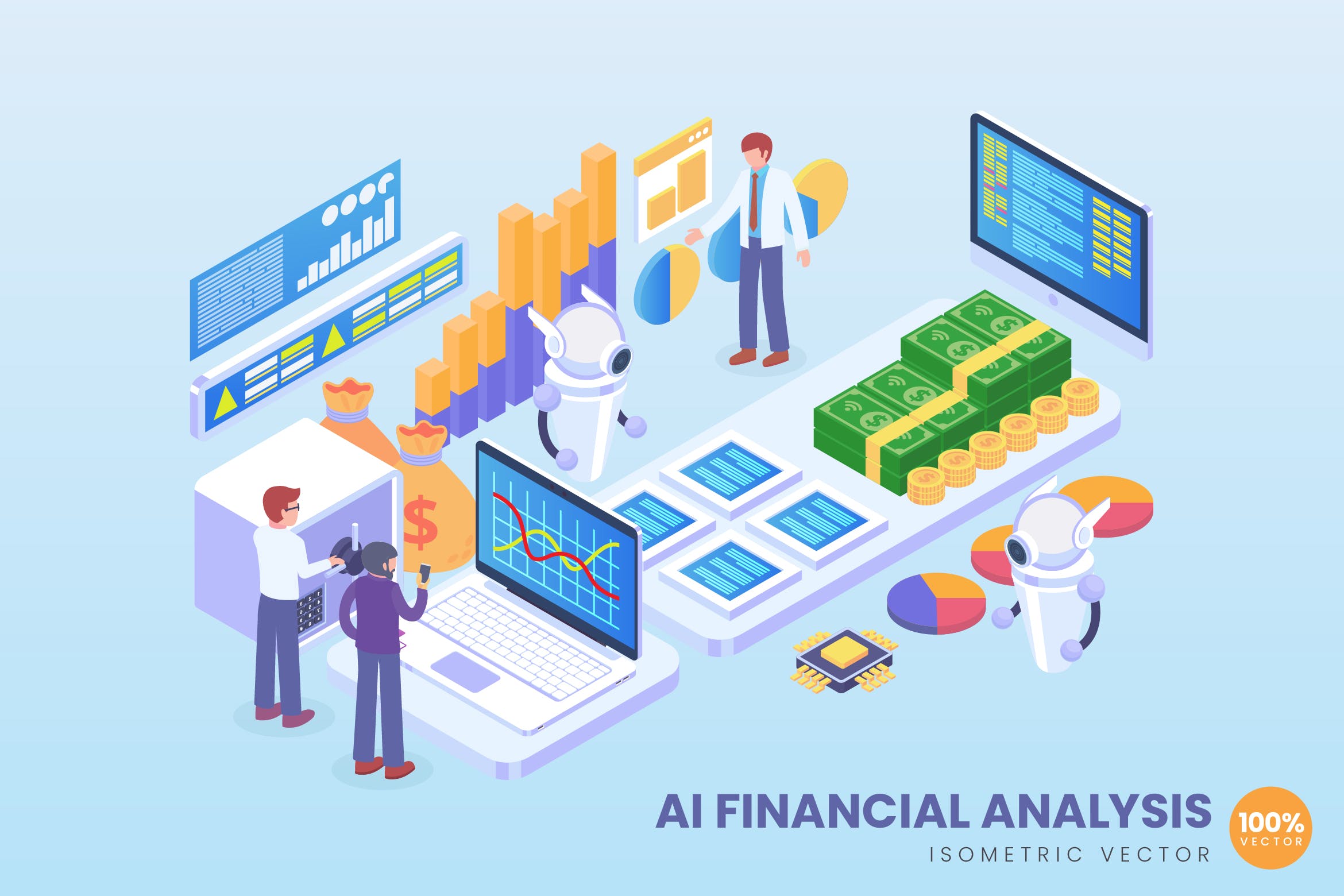 Vector analysis. Isometric chatbot.