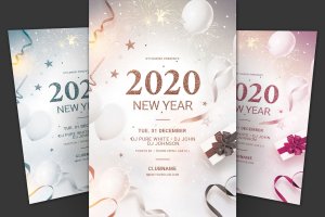 夜店俱乐部2020年新年主题特别活动传单模板 New Year Flyer