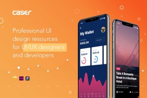 旅行社交iOS应用UI界面设计套件XD版本 Caser UI Kit – ADOBE XD Version