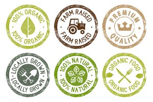 有机食品贴纸标志设计模板素材 Organic Food Stickers Collection