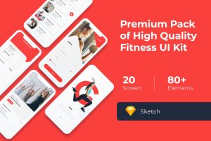健身APP界面设计UI套件Sketch素材 Gym and Fitness Mobile UI KIT for Sketch