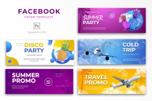 夏天主题活动推广Facebook主页封面设计模板 Summer Facebook Cover Template