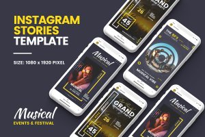 音乐主题Instagram品牌故事营销推广设计模板 Music Instagram Story Template