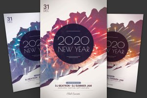 2020年新年主题DJ音乐活动海报传单模板 New Year Flyer