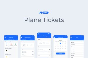 电子钱包APP应用UI设计之机票预订界面设计模板 Plane Tickets – Wallet Mobile UI – N