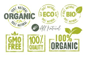 有机食品贴纸标志和徽章设计模板素材 Organic Food Stickers and Badges Collection