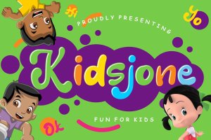 儿童可爱卡通风格印刷设计英文无衬线字体下载 Kidsjone Fun For Kids
