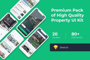 租房/房产中介APP设计UI套件SKETCH模板 Property Mobile UI KIT for Sketch