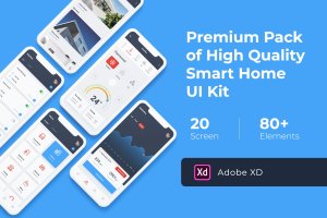 智能家居APP应用定制开发设计UI套件XD模板 Smart Home Mobile UI KIT for XD