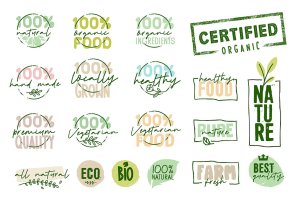 有机食品标志设计模板合集 Organic Food Signs Collection