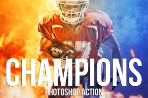 冠军人物摄影火焰烟雾效果PS动作 Champions Photoshop Action