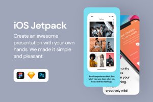 iOS应用UI界面设计图演示样机模板 iOS Jetpack 2