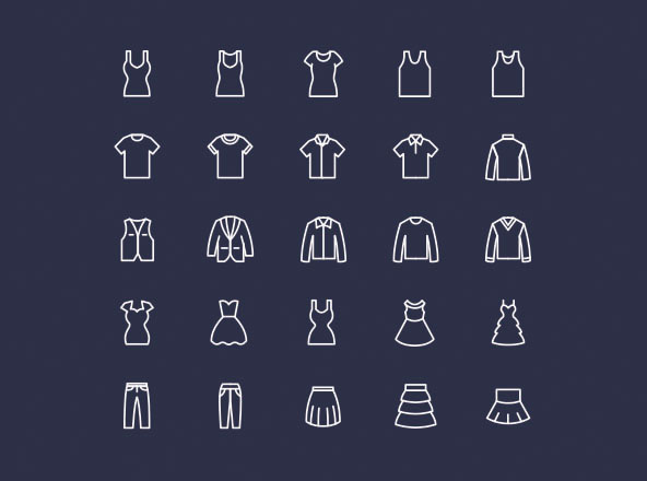 25枚各类服装图形线矢量线性图标 25 Apparel Line Vector Icons