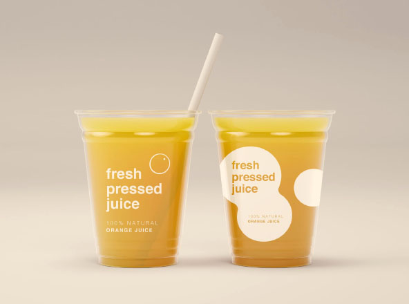 一次性果汁杯外观设计效果图样机PSD模板 Juice Cups Mockup PSD