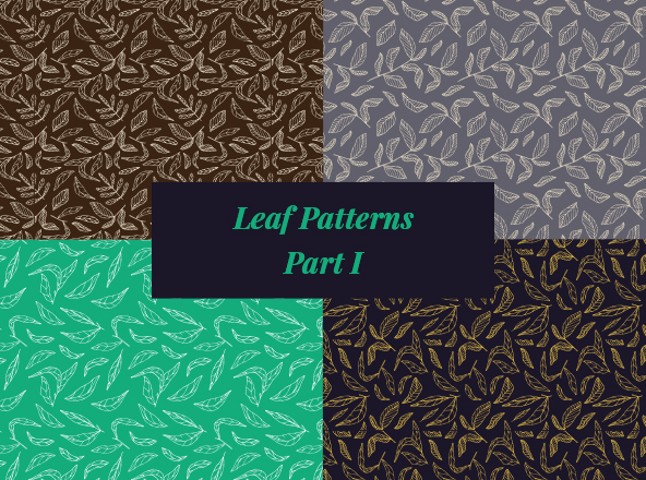 手绘树叶图案无缝矢量图案纹理素材 Seamless Vector Leaf Patterns Hand Drawings