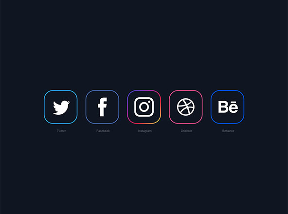 极简设计风格社交媒体矢量圆角图标 Minimal Social Media Icons 2018