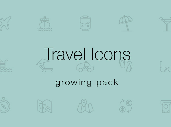 旅行主题矢量线性图标素材 Travel Icons – Illustrator