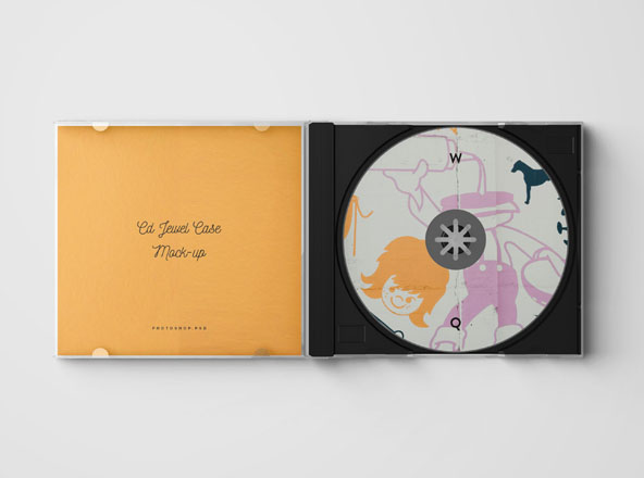 CD盒包装盒外观设计效果图样机PSD模板 CD Jewel Case Mockup – Photoshop .PSD