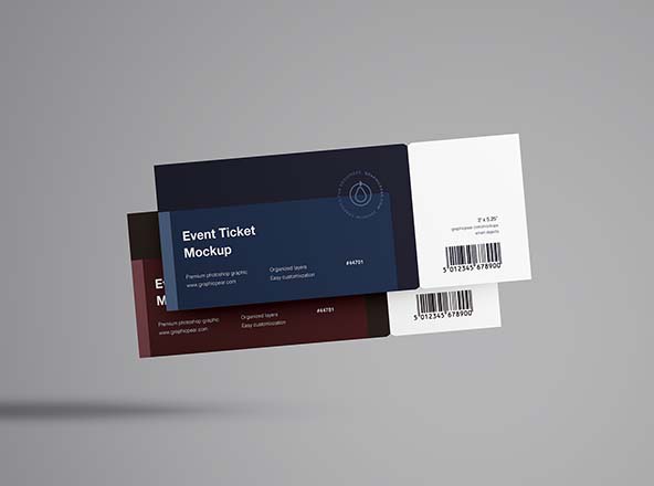 演唱会/活动/展会门票设计效果图样机模板 Floating Tickets Mockup