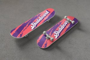 滑板喷漆图案设计预览PSD样机模板 Skateboard PSD Mockups