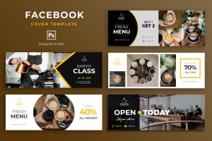 咖啡品牌营销推广Facebook封面设计模板 Coffee Facebook Cover Template