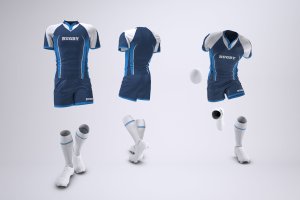 橄榄球队球衣球服外观设计效果图样机模板 Rugby Team Uniform Mock-Up