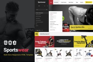 运动器械网上商城HTML模板素材 Sportwear | Multi Store Responsive HTML Template