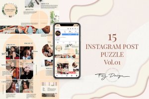 Instagram社交平台营销推广广告设计模板素材v01 Instagram Post Puzzle Vol.01